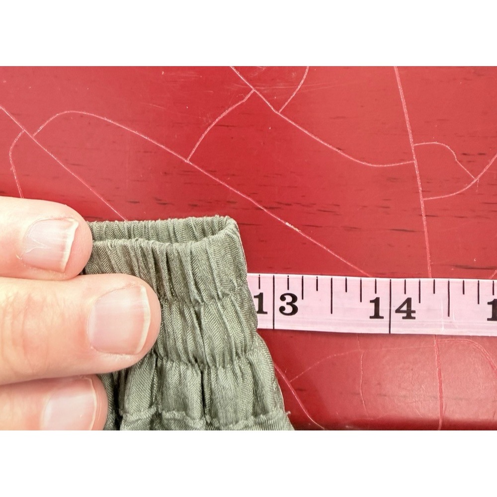 Vintage Silk Blend Pants Womens Size M Olive Green Relaxed Trousers Quiet Luxury - Picture 8 of 11